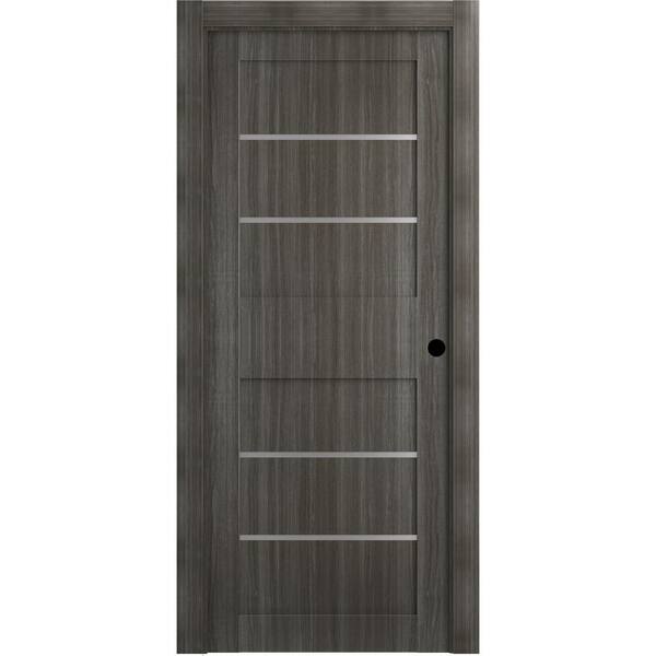 Belldinni 24 in. x 80 in. Liah Gray Oak Left-Hand Solid Core Composite 4-Lite Frosted Glass Single Prehung Interior Door
