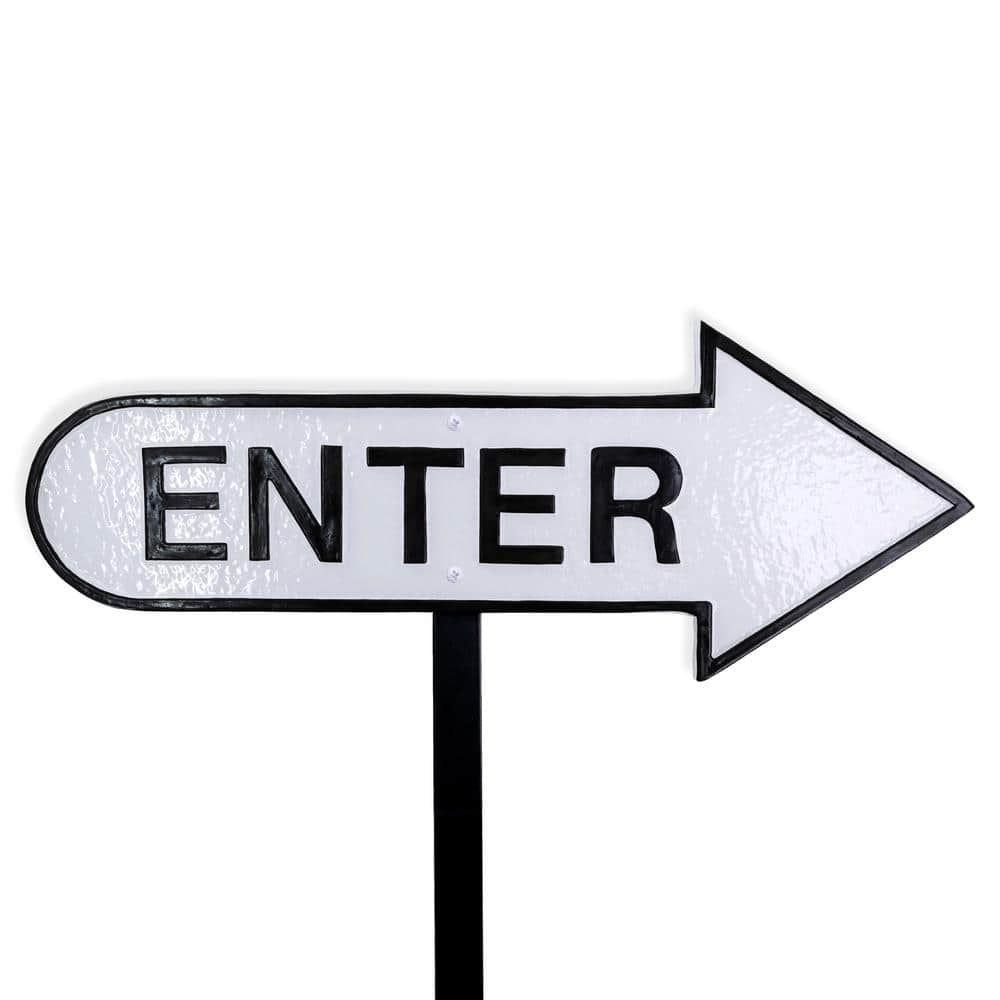 "6"" x 15.5"" Right Arrow Enter Statement Plaque Sign with Lawn Stake-White/Black" price history on PriceWatchPro