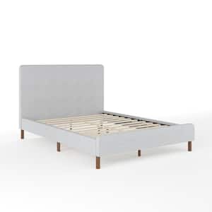 Britta Gray Wood Frame Full Platform Bed with Upholstered Solid Wood
