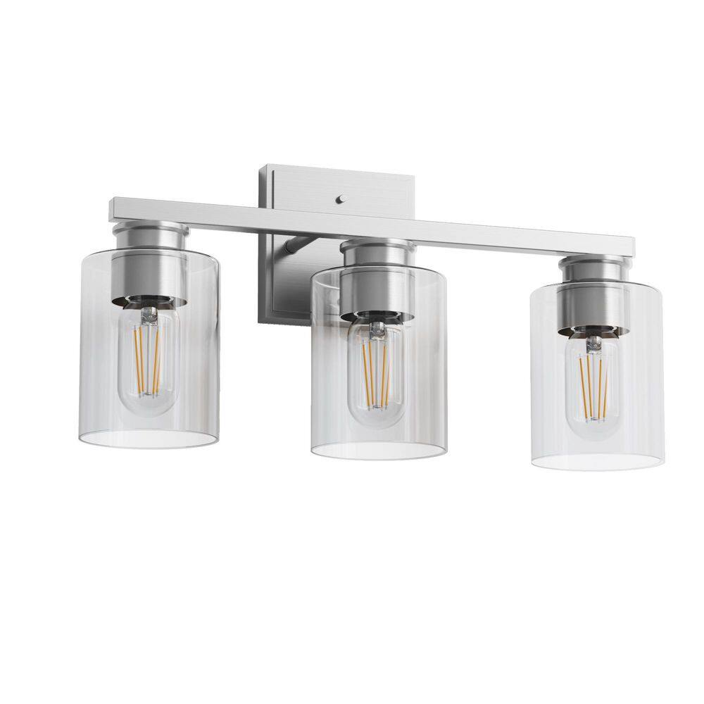 18 in. 3-Light Modern Vanity Light with Brushed Nickel Finish and Clear Glass Shades price history on PriceWatchPro