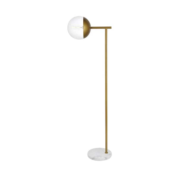 Unbranded Timeless Home 50.5 in. H 1-Light Brass and Clear Metal Indoor Floor Lamp