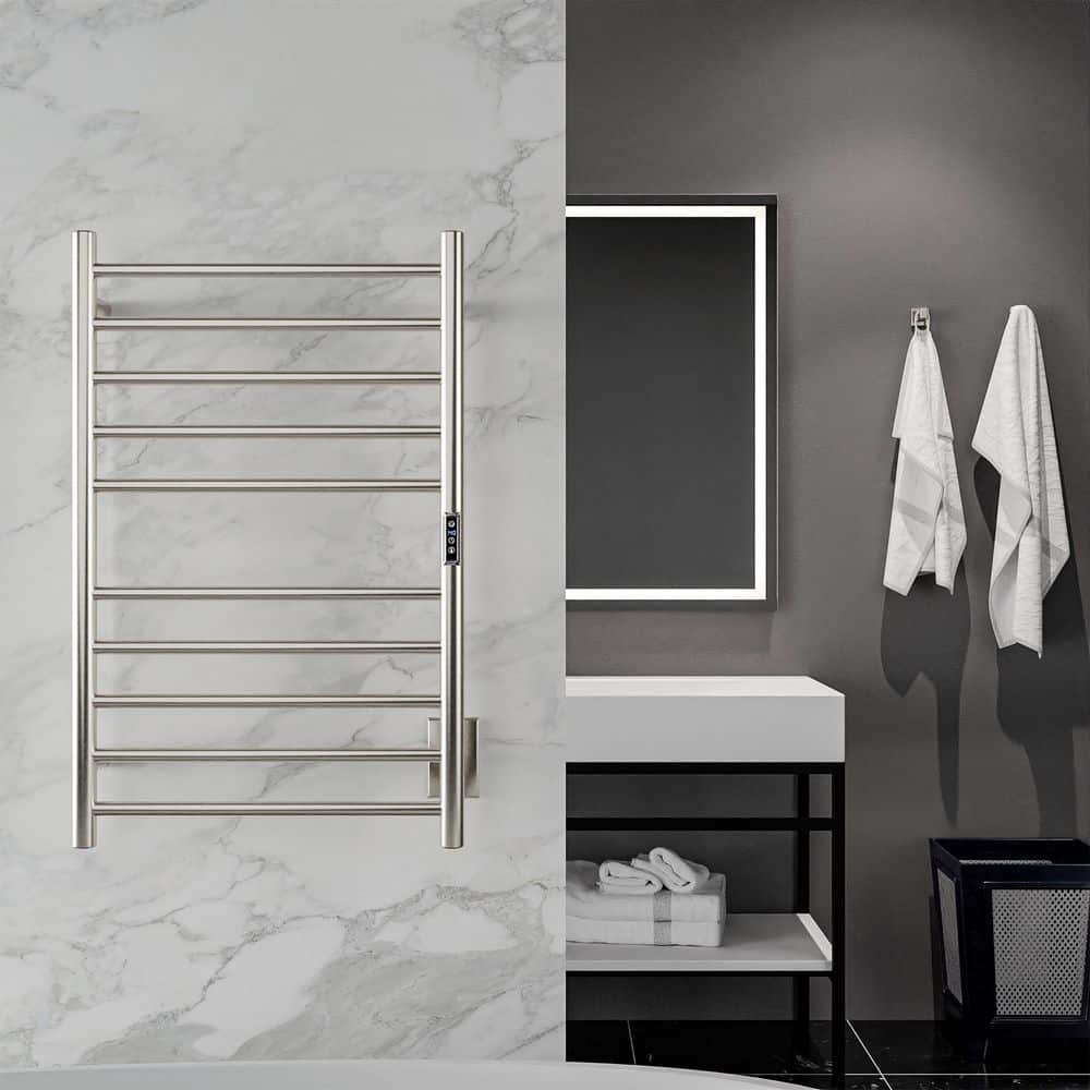 Brushed Nickel 10-Bar Wall Mounted Towel Warmer