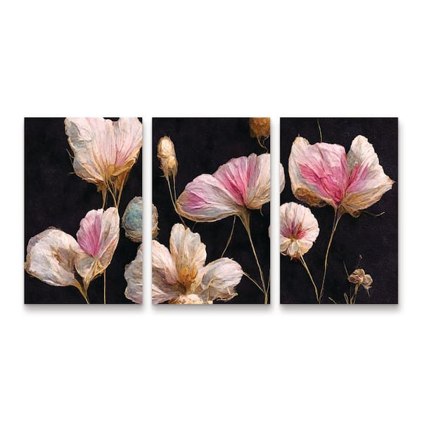 Unbranded Tree Child Gentle Pink Dry flowers Multi Panel Unframed Photography Wall Art 19 in. x 36 in.
