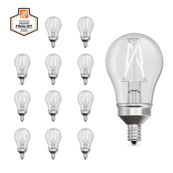 60-Watt Equivalent A15 Dim White Filament CEC Clear E12 Candelabra LED Ceiling Fan Light Bulb, Daylight 5000K (12-Pack)