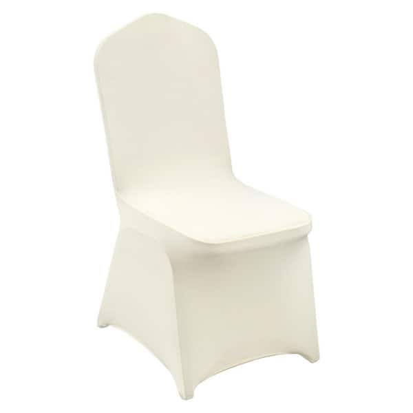 SKYSHALO 100 Piece Ivory White Chair Covers Polyester Spandex Chair Cover Stretch Slipcovers