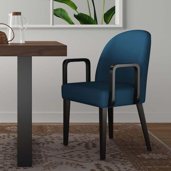 Manhattan Comfort Hillman Modern Blue Velvet Upholstered Dining Arm Chair