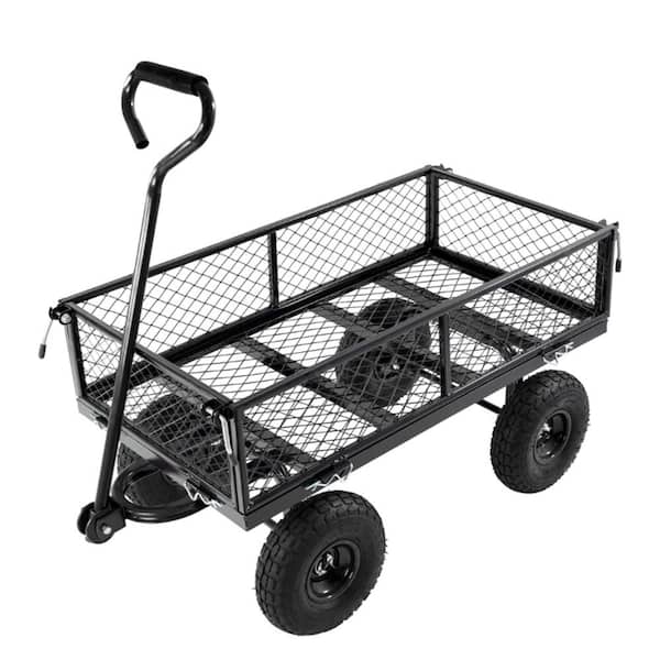 Wagon Cart Garden cart trucks make it easier to transport firewood Black color