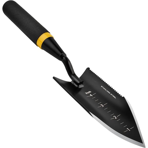 12.6 x 2.5 Inch Serrated Stainless Steel Garden Trowel with Full Tang Metal Handle for Digging and Weed Control