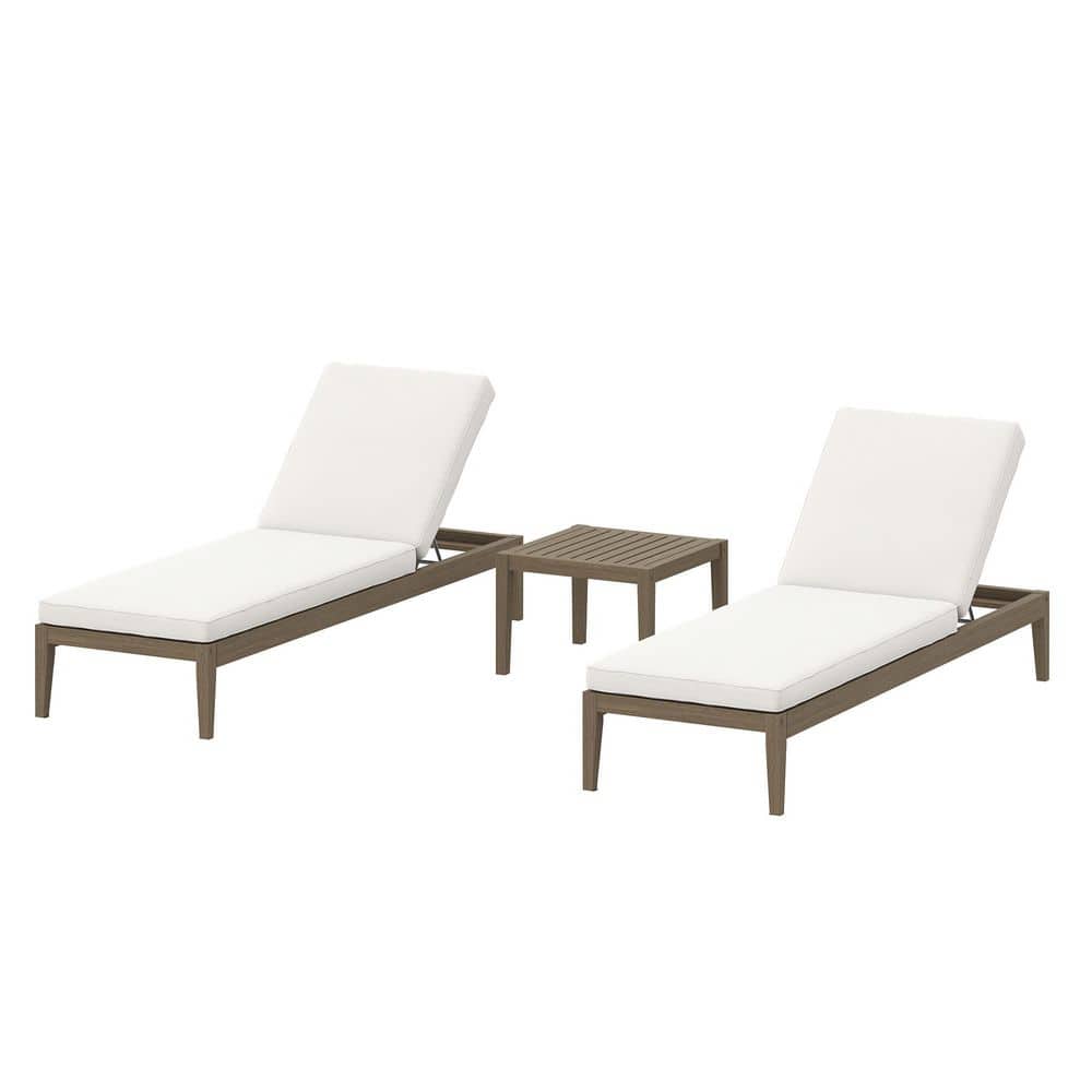 Northlake 3-Piece Outdoor Patio Teak Wood Furniture Set with Chaise Lounges and Side Table in Weathered Gray price history on PriceWatchPro