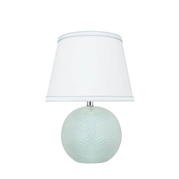 Aspen Creative Corporation 15 in. Green/Blue Ceramic Table Lamp with Hardback Empire Shaped Lamp Shade in White