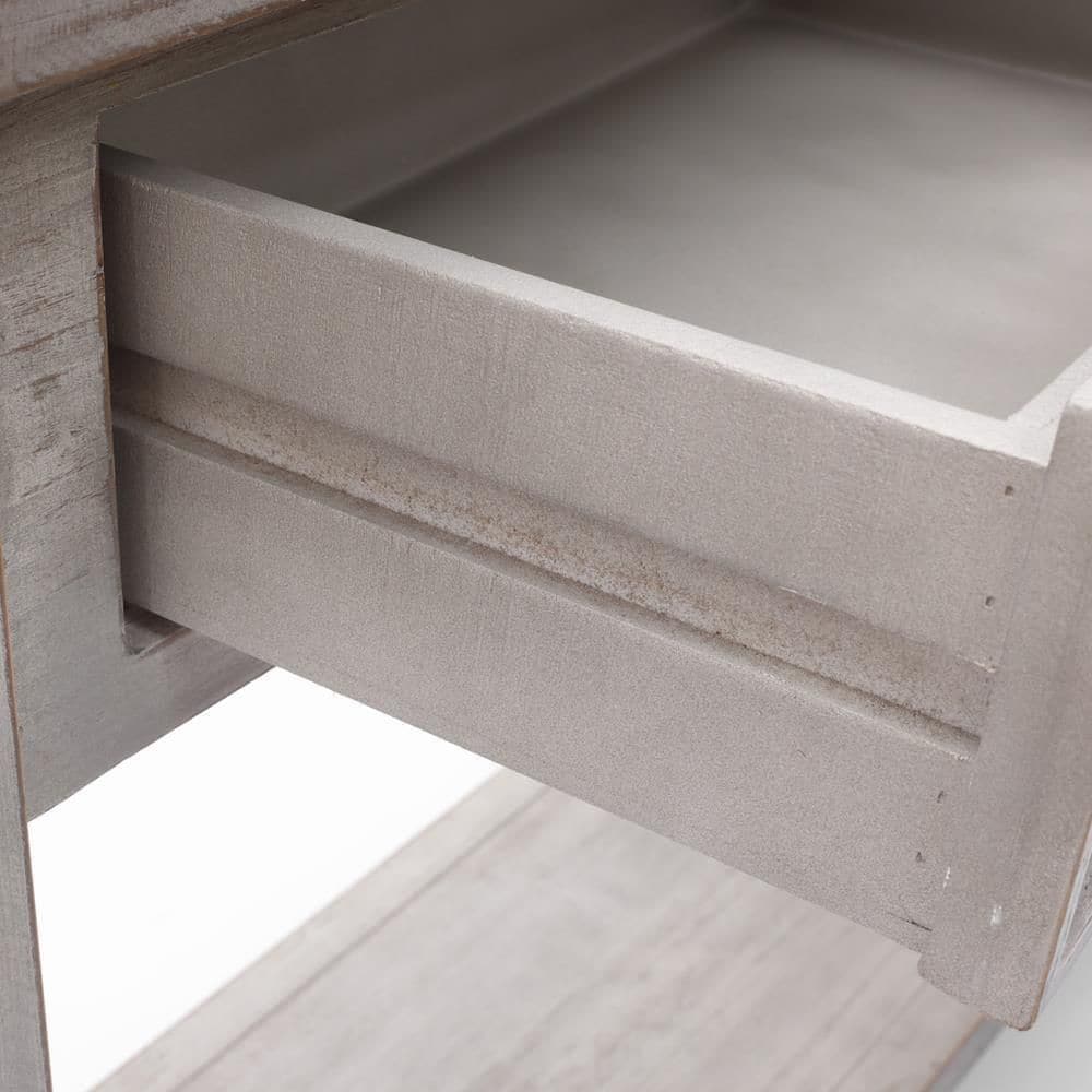 Gray Wood Console Table with Storage and Shelf