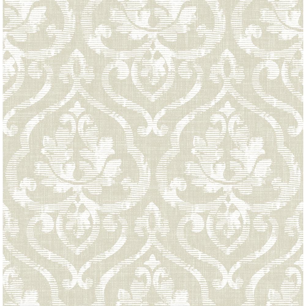 Seabrook Designs Tamarack Rustic Damask Metallic Champagne, Tan, & Off ...
