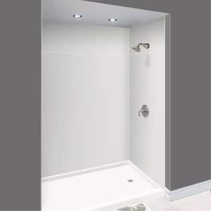 Expressions 48 in. x 60 in. x 96 in. 4-Piece Easy Up Adhesive Alcove Shower Wall Surround in Grey