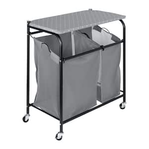 Gray Steel Uneven Clothes Sorter with Ironing Board