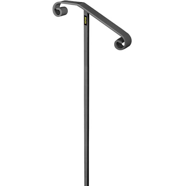 58 in. x 20.5 in. Single Post Handrail Wrought Iron Post Fits 1 or 2 Steps Handrails for Outdoor Steps Gray Railing Kit