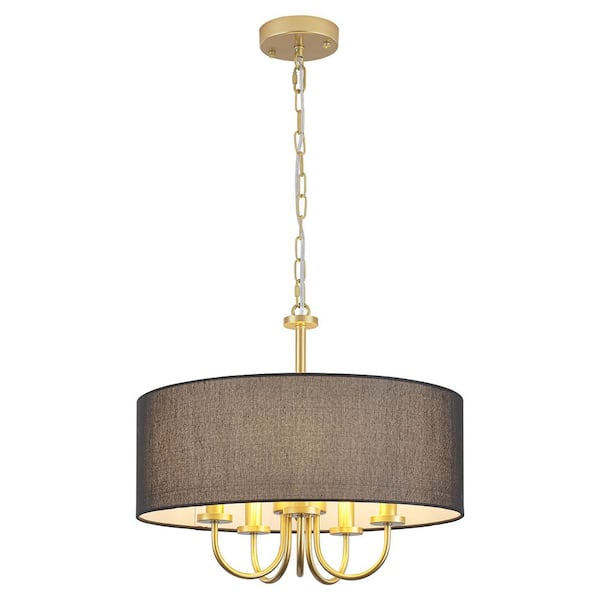 Briignite Sleek Modern 5-Light Gold Chandelier with Black