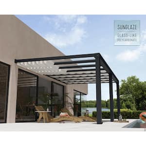 Stockholm 11 ft. x 19 ft. Gray/Clear Patio Cover with Shades