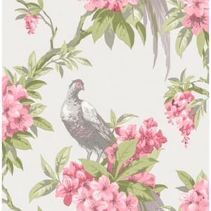 Golden Pheasant Rose Floral Strippable Non-Woven Paper Wallpaper