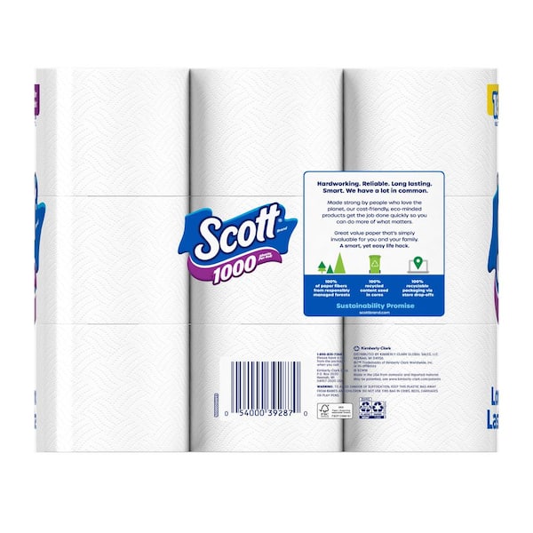 Scott Bath Tissue 1000-Sheet (18 Rolls) Toilet Paper 46171 - The