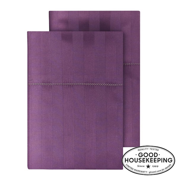 Home Decorators Collection 500 Thread Count Egyptian Cotton Sateen Orchid Purple Damask Standard Pillowcase (Set of 2)