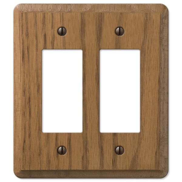 Contemporary 2 Gang Rocker Wood Wall Plate - Medium Oak