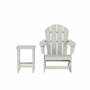 Iris Sand Plastic Adirondack Outdoor Rocking Chair with Side Table