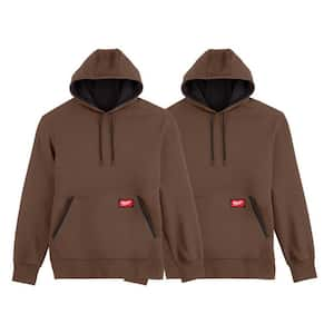 Men's X-Large Brown Midweight Cotton/Polyester Long-Sleeve Pullover Hoodie (2-Pack)