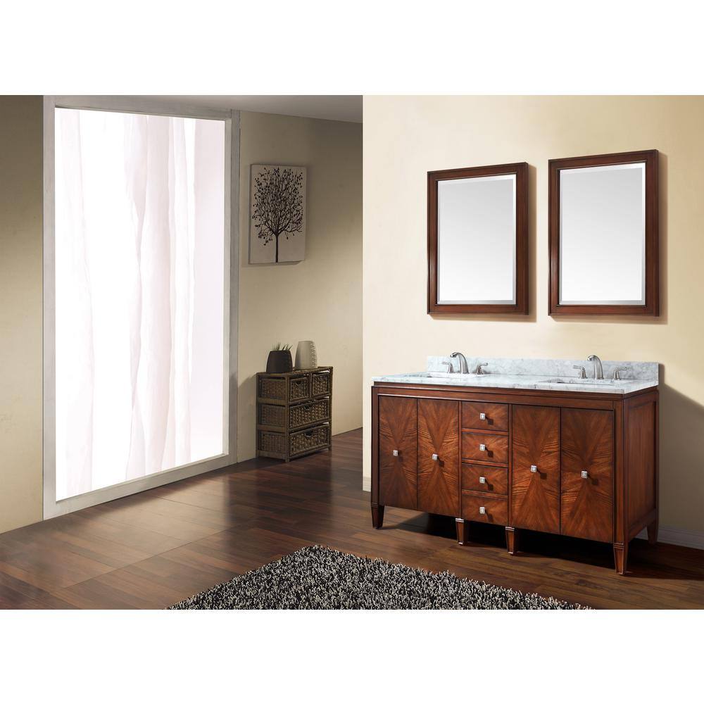 Brentwood 61'' Light Wood Double Vanity with Marble Top