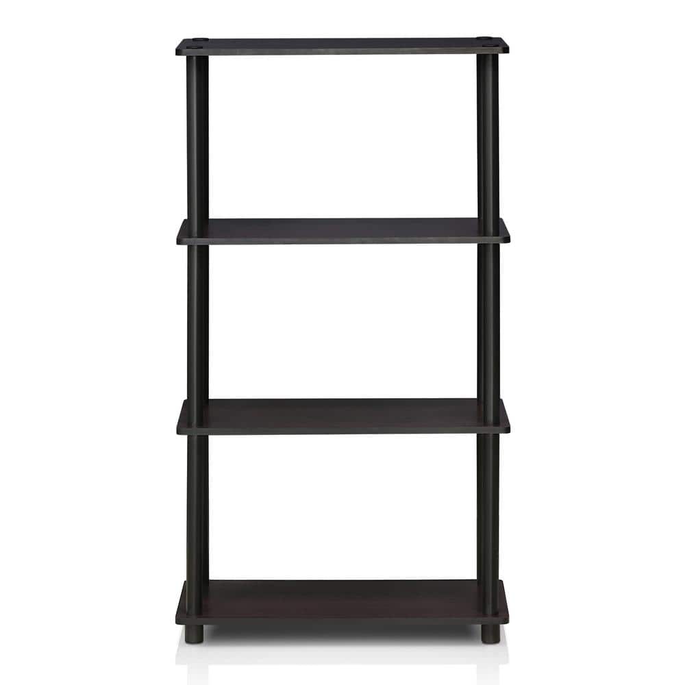 Dark Walnut 4-Tier Wooden Ladder Bookshelf