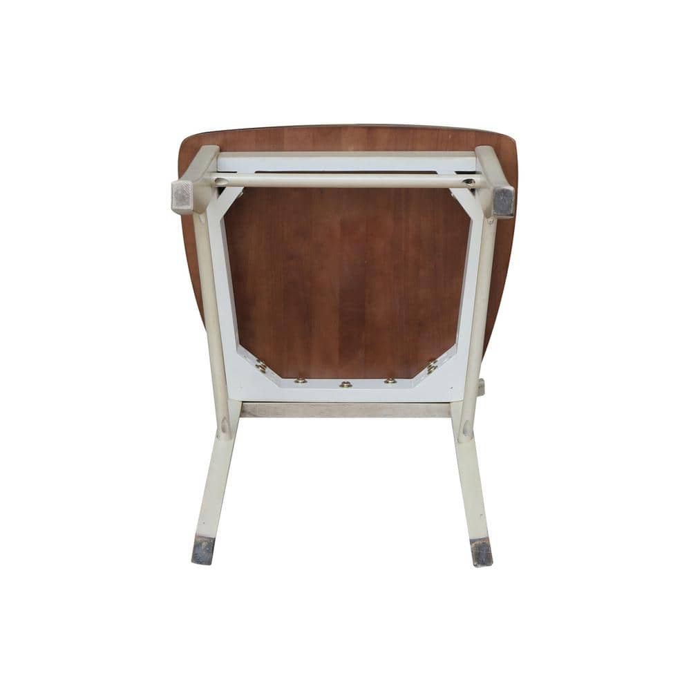 Antiqued Almond and Espresso Cross Back Wood Dining Chair