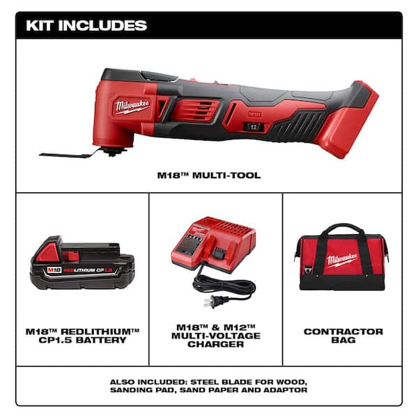 M18 18V Lithium-Ion Cordless Oscillating Multi-Tool Kit with one 1.5 Ah Battery & Charger