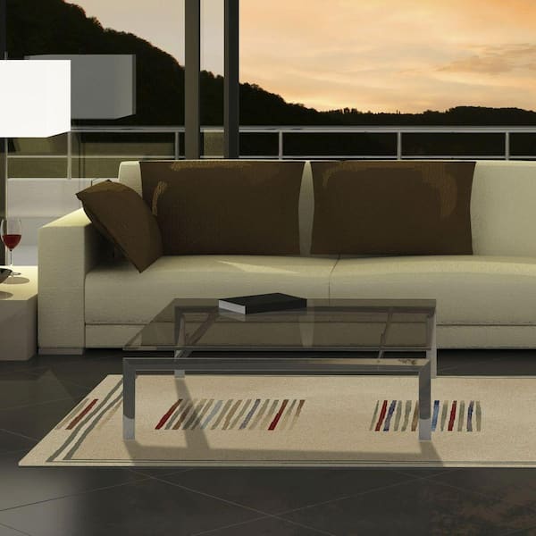 Jewel Stripes Ivory 3 ft. x 4 ft. Area Rug