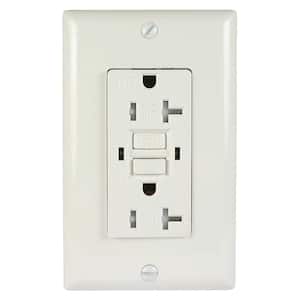 2-Outlet 20 Amp 125 VDC GFCI Electrical Wall Outlet Tamper Resistant Weather Resistant Wall Plate, White