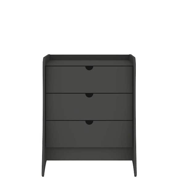 Manhattan Comfort Coney Mid-Century Modern Grey 3-Drawer 27.55 in. Wide Dresser