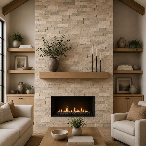 Roman Beige Ledger Panel 6 in. x 24 in. Splitface Travertine Wall Tile (6 sq. ft./case)
