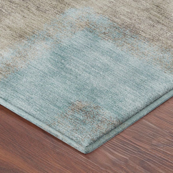 Mayfield Premium Machine Washable Abstract AMF2341 Teal 8 ft. x 10 ft. Area Rug