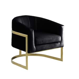 Hailey Black Velvet Arm Chair with Gold Base