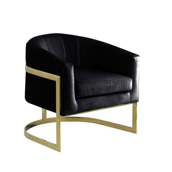 Best Master Furniture Hailey Black Velvet Arm Chair with Gold Base