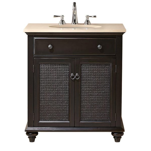 Home Decorators Collection Ansley 30 in. W Single Bath Vanity in Worn Black with Stone Vanity Top in Cream