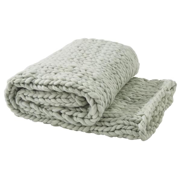 Park Designs Chunky Knit Blue Mist Polyester Throw Blanket