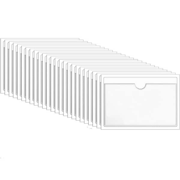 Unbranded 40 Pack Clear PVC Self-Adhesive 3 x 5 Index Card Pockets for Storage Bins Organizing and Labeling