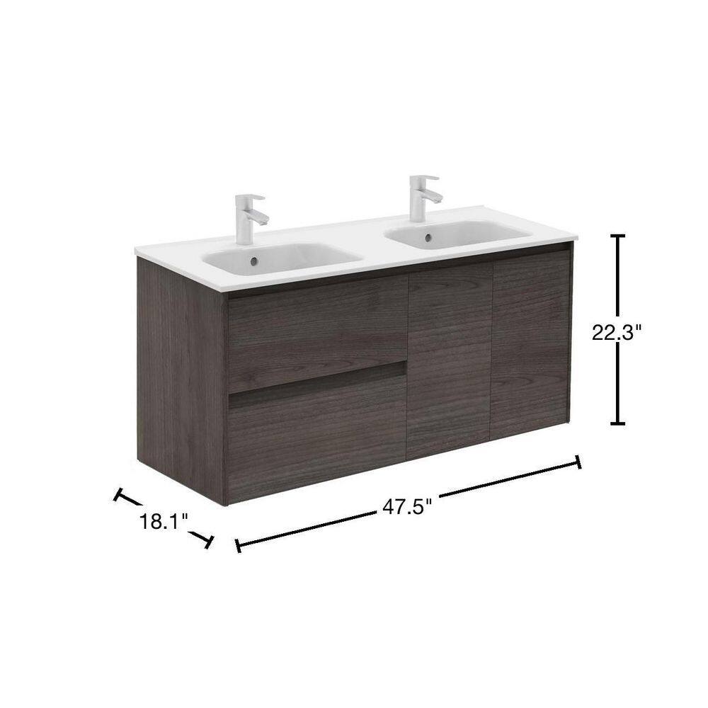 Ambra 48'' Samara Ash Wall-Mounted Double Bathroom Vanity Set
