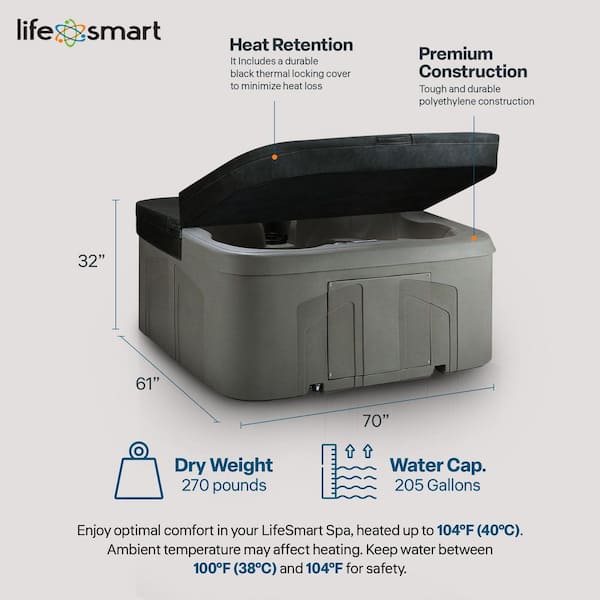 LS100 Taupe 4-Person Plug and Play 13-Jets Square Hot Tub Spa with Black Cover, 110-Volt
