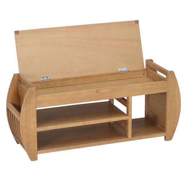 Nestfair 42 in. W Natural Retro Multifunctional Shoe Storage
