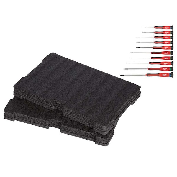 Milwaukee Precision Screwdriver Set with PACKOUT Tool Box Customizable Foam Insert (11-Piece)