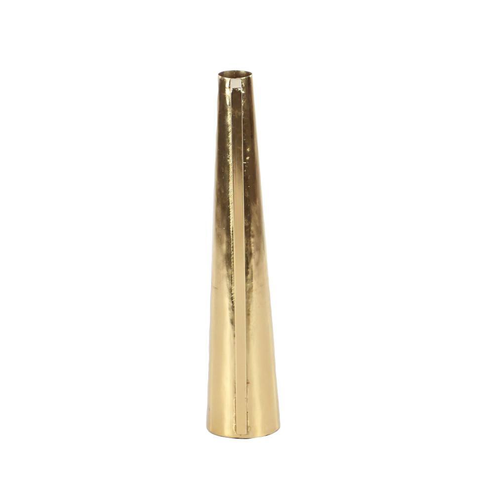 Gold Slim Cone Metal Geometric Decorative Vase Set