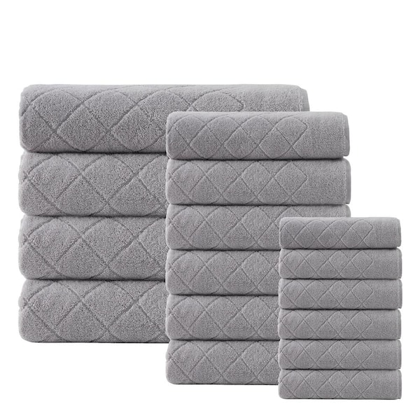Unbranded Gracious 16-Pieces Silver Turkish cotton Towel Set