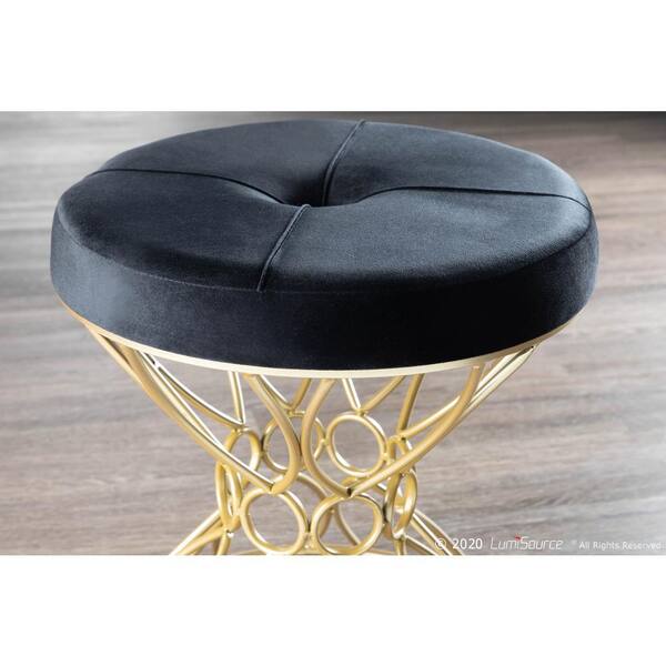 Black velvet vanity discount stool