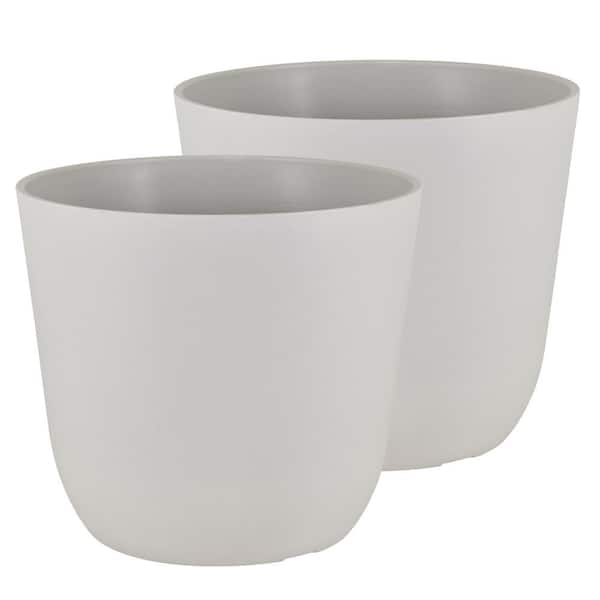 7.5 in. x 6.5 in. Smoke White Plastic Pot (2-Pack)