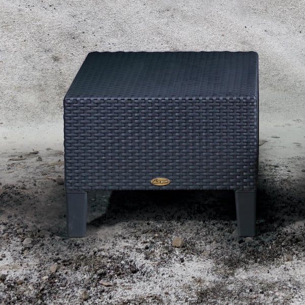 Magnolia Black Rattan Outdoor Side Table